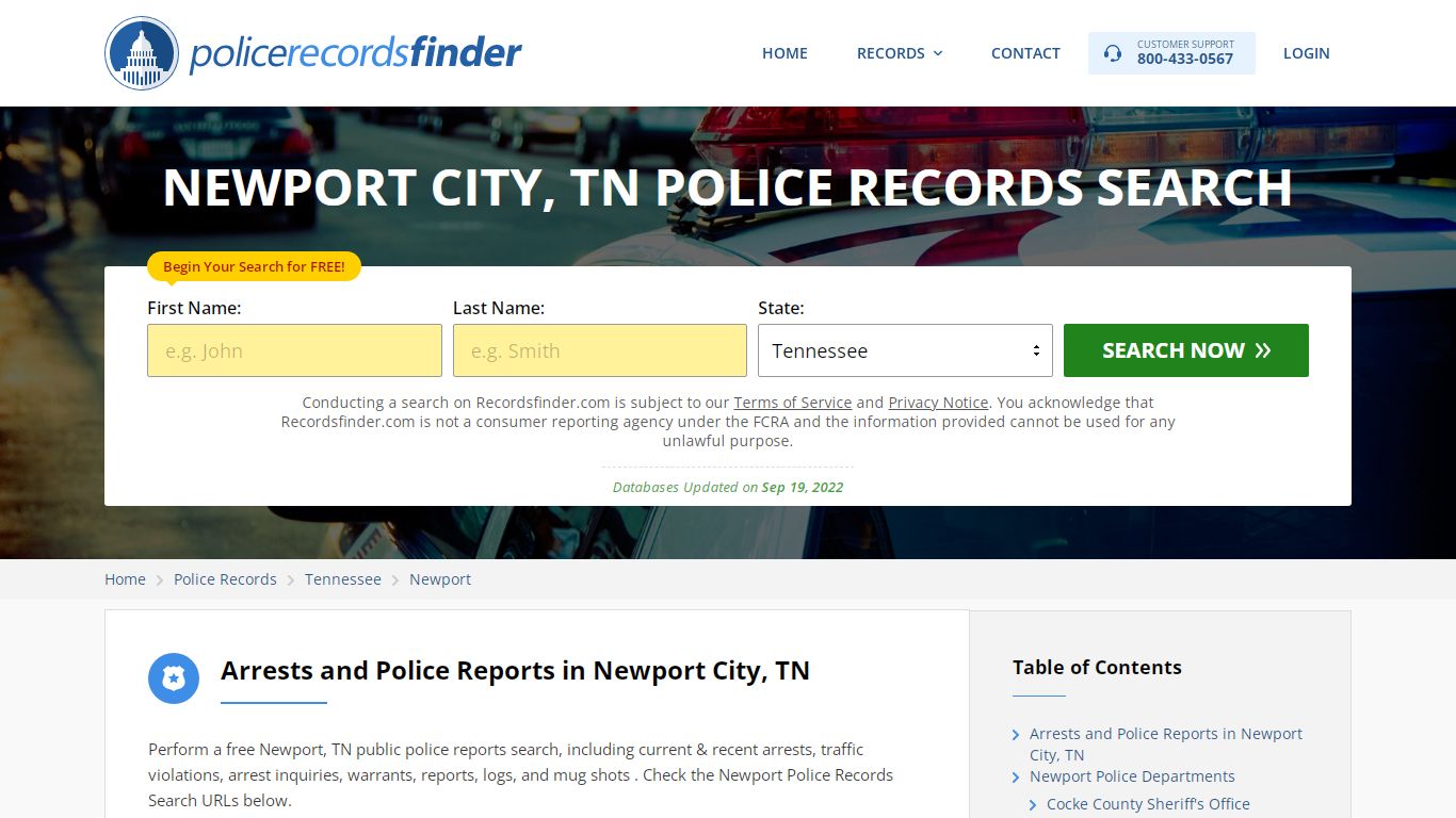 NEWPORT CITY, TN POLICE RECORDS SEARCH - RecordsFinder