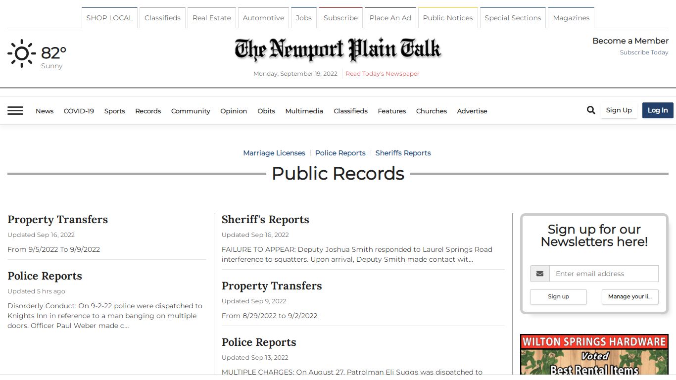 Public Records | newportplaintalk.com